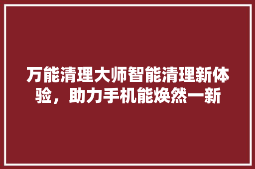 万能清理大师智能清理新体验，助力手机能焕然一新