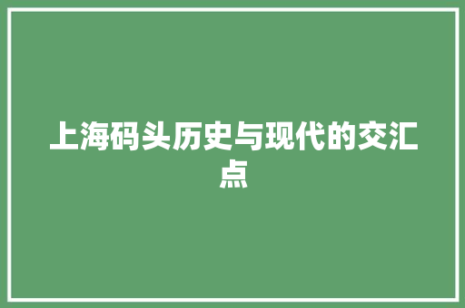 上海码头历史与现代的交汇点