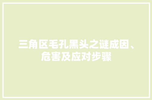 三角区毛孔黑头之谜成因、危害及应对步骤