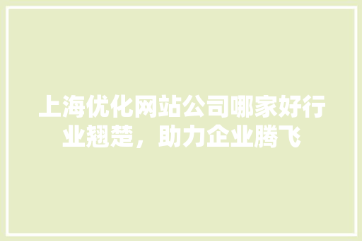 上海优化网站公司哪家好行业翘楚，助力企业腾飞