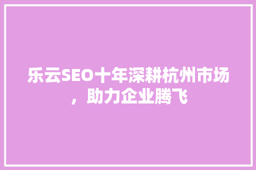 乐云SEO十年深耕杭州市场，助力企业腾飞