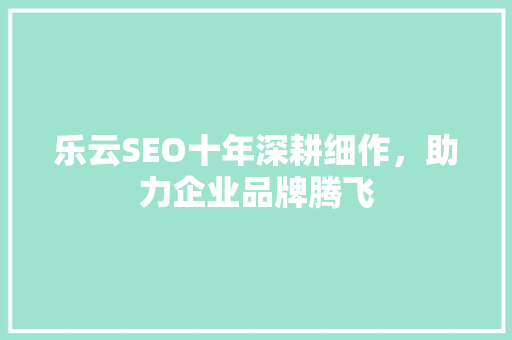 乐云SEO十年深耕细作，助力企业品牌腾飞