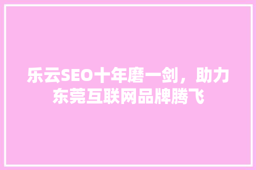 乐云SEO十年磨一剑，助力东莞互联网品牌腾飞