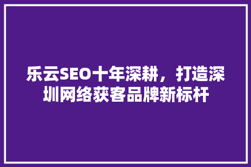 乐云SEO十年深耕，打造深圳网络获客品牌新标杆