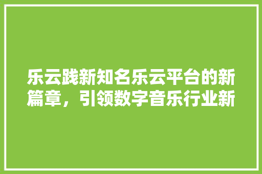 乐云践新知名乐云平台的新篇章，引领数字音乐行业新潮流