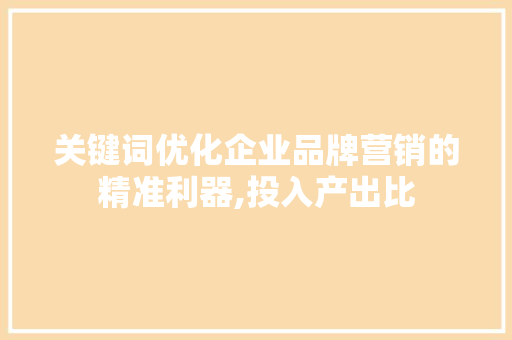 关键词优化企业品牌营销的精准利器,投入产出比