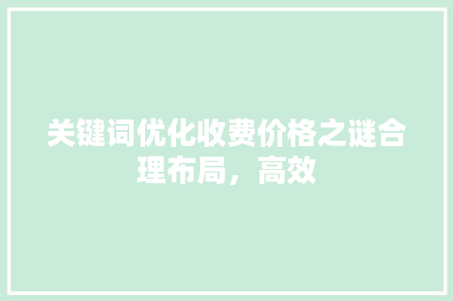 关键词优化收费价格之谜合理布局，高效