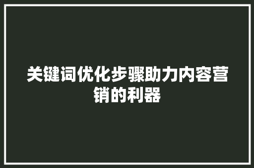 关键词优化步骤助力内容营销的利器