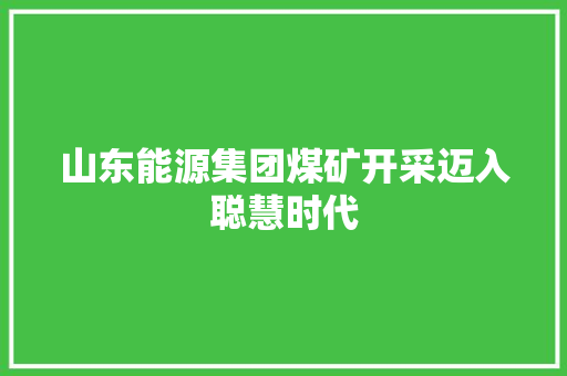 山东能源集团煤矿开采迈入聪慧时代