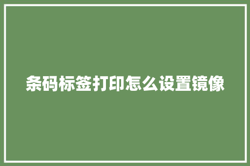 条码标签打印怎么设置镜像
