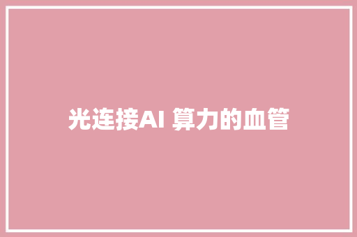 光连接AI 算力的血管