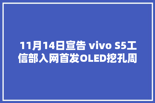 11月14日宣告 vivo S5工信部入网首发OLED挖孔周全屏菱形4摄