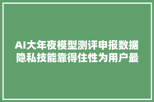 AI大年夜模型测评申报数据隐私技能靠得住性为用户最大年夜牵挂