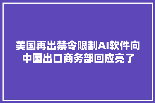 美国再出禁令限制AI软件向中国出口商务部回应亮了