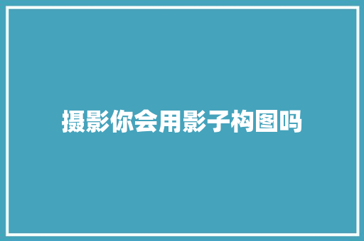 摄影你会用影子构图吗