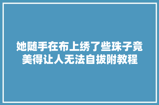她随手在布上绣了些珠子竟美得让人无法自拔附教程