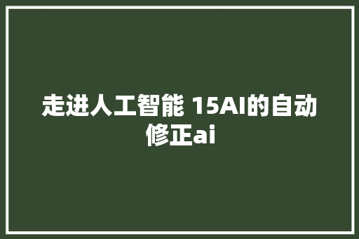 走进人工智能 15AI的自动修正ai