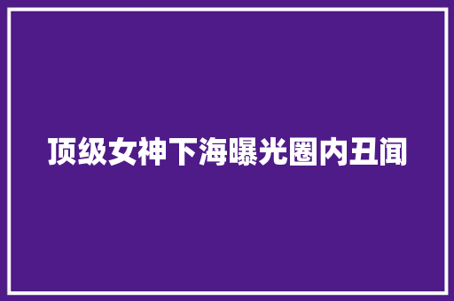 顶级女神下海曝光圈内丑闻