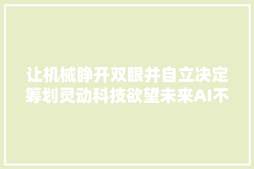 让机械睁开双眼并自立决定筹划灵动科技欲望未来AI不止于无人物流