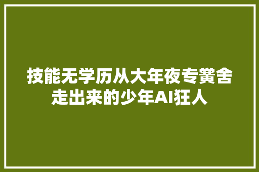 技能无学历从大年夜专黉舍走出来的少年AI狂人