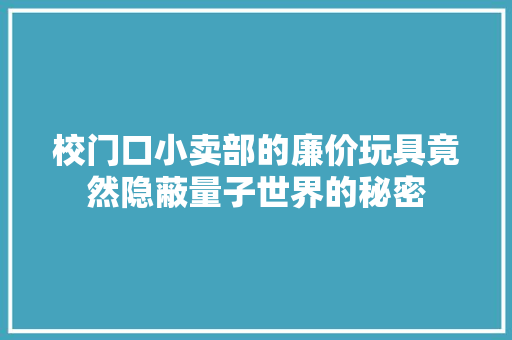 校门口小卖部的廉价玩具竟然隐蔽量子世界的秘密