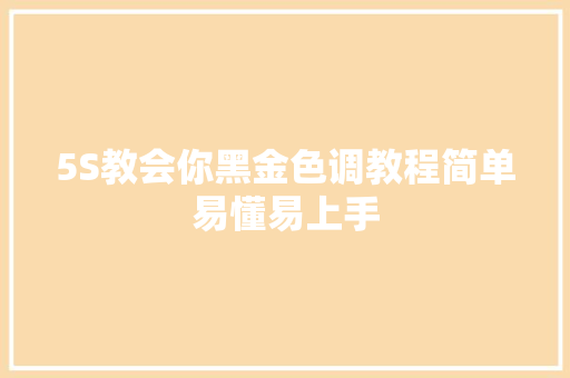 5S教会你黑金色调教程简单易懂易上手