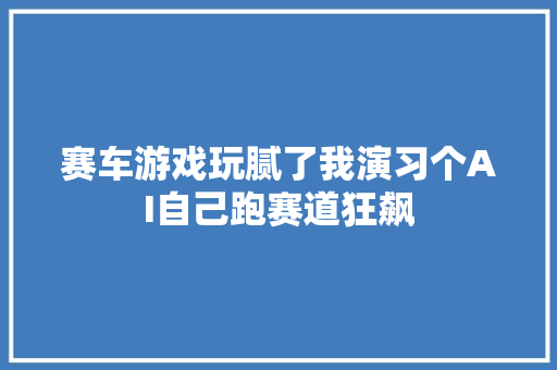 赛车游戏玩腻了我演习个AI自己跑赛道狂飙