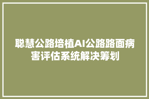 聪慧公路培植AI公路路面病害评估系统解决筹划