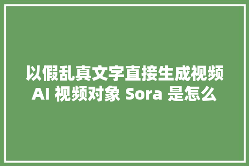 以假乱真文字直接生成视频AI 视频对象 Sora 是怎么做到的