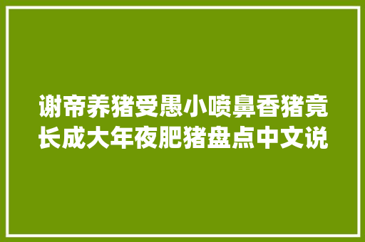 谢帝养猪受愚小喷鼻香猪竟长成大年夜肥猪盘点中文说唱圈铲屎官rapper