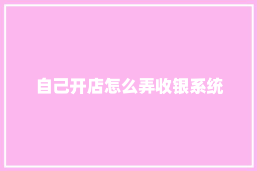自己开店怎么弄收银系统