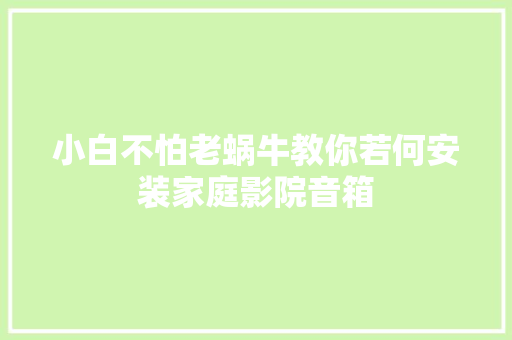 小白不怕老蜗牛教你若何安装家庭影院音箱