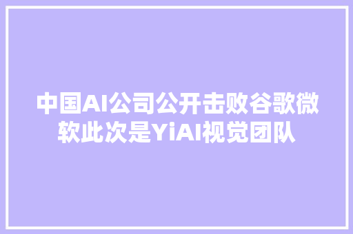 中国AI公司公开击败谷歌微软此次是YiAI视觉团队