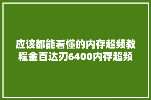应该都能看懂的内存超频教程金百达刃6400内存超频实测