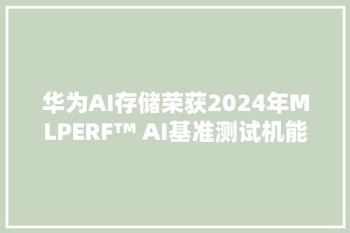 华为AI存储荣获2024年MLPERF™ AI基准测试机能全球第一