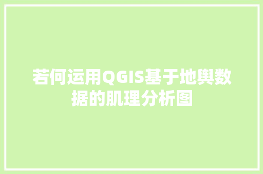 若何运用QGIS基于地舆数据的肌理分析图