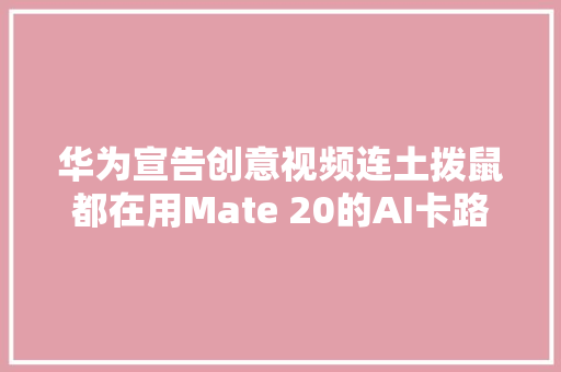 华为宣告创意视频连土拨鼠都在用Mate 20的AI卡路里识别
