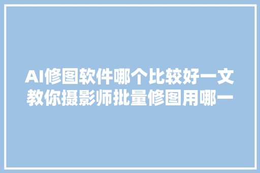 AI修图软件哪个比较好一文教你摄影师批量修图用哪一个软件