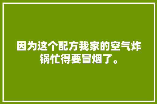 因为这个配方我家的空气炸锅忙得要冒烟了。