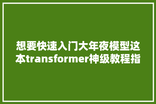 想要快速入门大年夜模型这本transformer神级教程指南一定要收藏