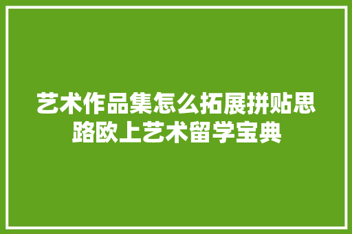 艺术作品集怎么拓展拼贴思路欧上艺术留学宝典
