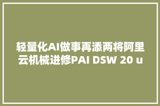 轻量化AI做事再添两将阿里云机械进修PAI DSW 20 u0026 Alink商业