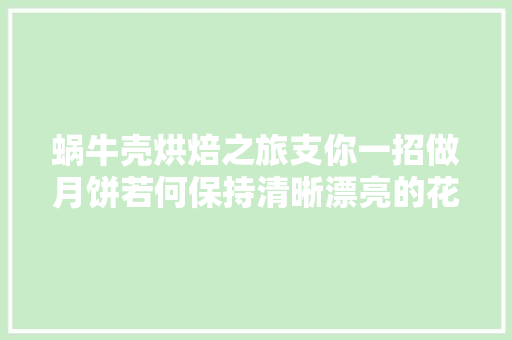 蜗牛壳烘焙之旅支你一招做月饼若何保持清晰漂亮的花纹
