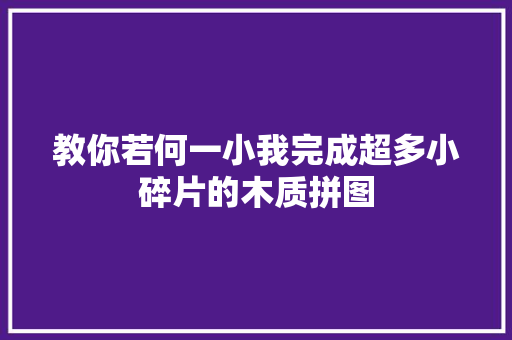 教你若何一小我完成超多小碎片的木质拼图