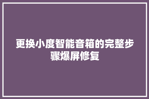 更换小度智能音箱的完整步骤爆屏修复