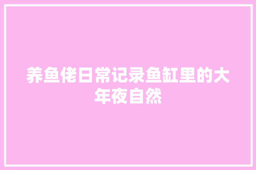 养鱼佬日常记录鱼缸里的大年夜自然