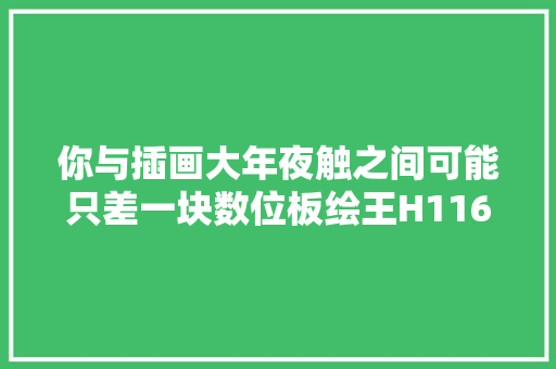 你与插画大年夜触之间可能只差一块数位板绘王H1161体验