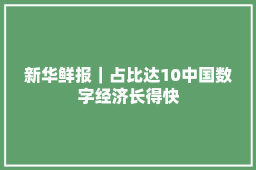 新华鲜报｜占比达10中国数字经济长得快