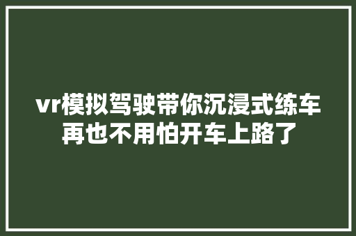 vr模拟驾驶带你沉浸式练车再也不用怕开车上路了