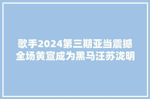 歌手2024第三期亚当震撼全场黄宣成为黑马汪苏泷明显进步
